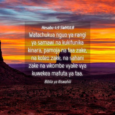 Picture 04 - Hesabu 4:9 SWHULB - Watachukua nguo ya rangi ya samawi na kukifunika - Bible Verse Picture