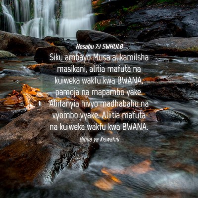 Picture 04 - Hesabu 7:1 SWHULB - Siku ambayo Musa alikamilsha masikani, alitia - Bible Verse Picture