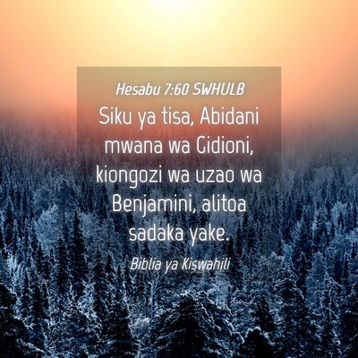 Picture 04 - Hesabu 7:60 SWHULB - Siku ya tisa, Abidani mwana wa Gidioni, kiongozi - Bible Verse Picture