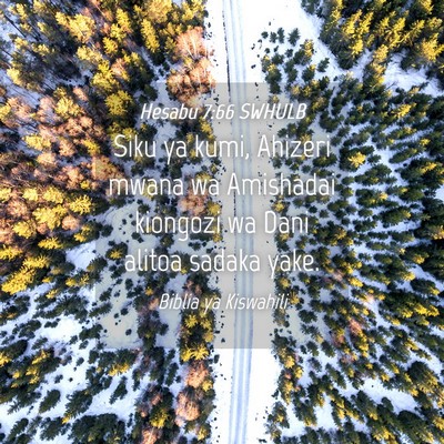 Picture 04 - Hesabu 7:66 SWHULB - Siku ya kumi, Ahizeri mwana wa Amishadai kiongozi - Bible Verse Picture