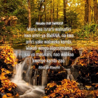 Picture 04 - Hesabu 9:18 SWHULB - Wana wa Israrli walisafiri kwa amri ya BWANA, na - Bible Verse Picture