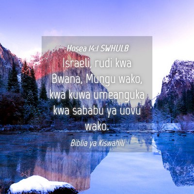 Picture 04 - Hosea 14:1 SWHULB - Israeli, rudi kwa Bwana, Mungu wako, kwa kuwa - Bible Verse Picture