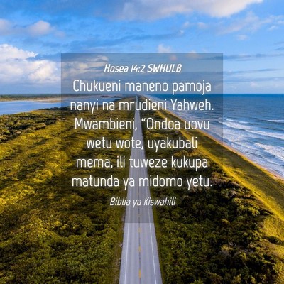 Picture 04 - Hosea 14:2 SWHULB - Chukueni maneno pamoja nanyi na mrudieni Yahweh. - Bible Verse Picture
