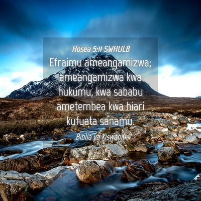 Picture 04 - Hosea 5:11 SWHULB - Efraimu ameangamizwa; ameangamizwa kwa hukumu, - Bible Verse Picture