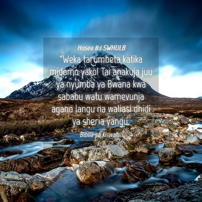 Picture 04 - Hosea 8:1 SWHULB - “Weka tarumbeta katika midomo yako! Tai anakuja - Bible Verse Picture