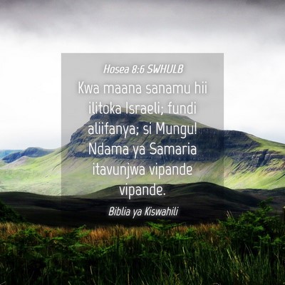 Picture 04 - Hosea 8:6 SWHULB - Kwa maana sanamu hii ilitoka Israeli; fundi - Bible Verse Picture