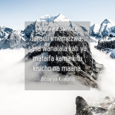 Picture 04 - Hosea 8:8 SWHULB - Israeli imemezwa; sasa wanalala kati ya mataifa - Bible Verse Picture