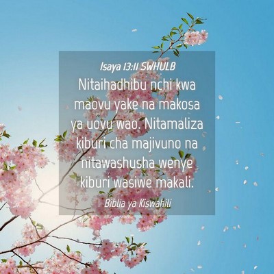 Picture 04 - Isaya 13:11 SWHULB - Nitaihadhibu nchi kwa maovu yake na makosa ya - Bible Verse Picture