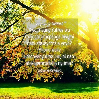 Picture 04 - Isaya 14:27 SWHULB - Kwa maana Yahwe wa majeshi amepanga hivi; ni nani - Bible Verse Picture