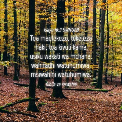 Picture 04 - Isaya 16:3 SWHULB - Toa maelekezo, tekeleza haki; toa kivuli kama - Bible Verse Picture