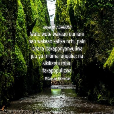 Picture 04 - Isaya 18:3 SWHULB - Watu wote wakaao duniani nao wakaao katika nchi, - Bible Verse Picture
