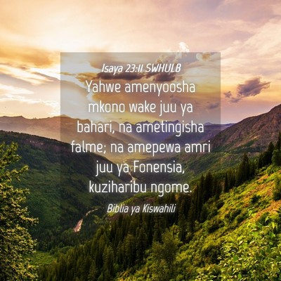 Picture 04 - Isaya 23:11 SWHULB - Yahwe amenyoosha mkono wake juu ya bahari, na - Bible Verse Picture