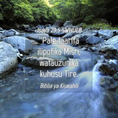 Picture 04 - Isaya 23:5 SWHULB - ''Pale taarifa ilipofika Misri, watauzunika - Bible Verse Picture