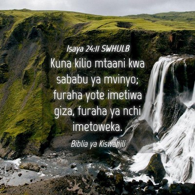 Picture 04 - Isaya 24:11 SWHULB - Kuna kilio mtaani kwa sababu ya mvinyo; furaha - Bible Verse Picture