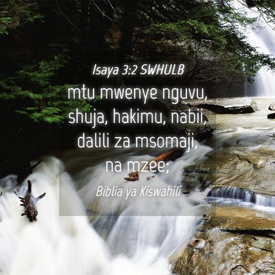 Picture 04 - Isaya 3:2 SWHULB - mtu mwenye nguvu, shuja, hakimu, nabii, dalili za - Bible Verse Picture
