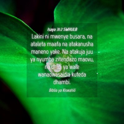 Picture 04 - Isaya 31:2 SWHULB - Lakini ni mwenye busara, na ataleta maafa na - Bible Verse Picture