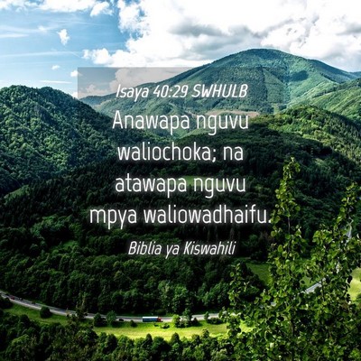 Picture 04 - Isaya 40:29 SWHULB - Anawapa nguvu waliochoka; na atawapa nguvu mpya - Bible Verse Picture