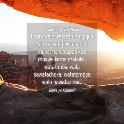 Picture 04 - Isaya 40:31 SWHULB - Lakini wale watakao mngojea Yahwe watapewa nguvu - Bible Verse Picture