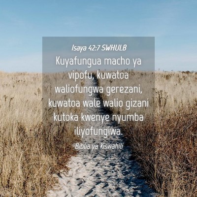 Picture 04 - Isaya 42:7 SWHULB - Kuyafungua macho ya vipofu, kuwatoa waliofungwa - Bible Verse Picture