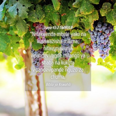 Picture 04 - Isaya 45:2 SWHULB - ''Nitakwenda mbele yako na kusawazisha milima; - Bible Verse Picture