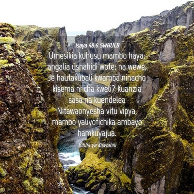 Picture 04 - Isaya 48:6 SWHULB - Umesikia kuhusu mambo haya; angalia ushahidi - Bible Verse Picture