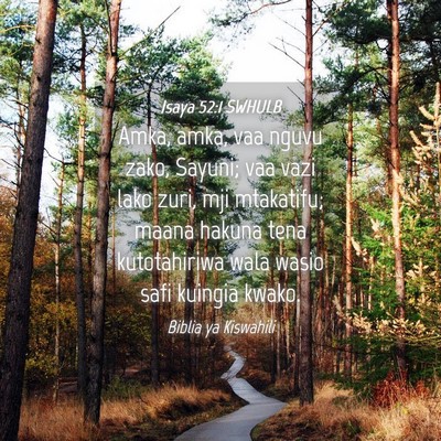 Picture 04 - Isaya 52:1 SWHULB - Amka, amka, vaa nguvu zako, Sayuni; vaa vazi lako - Bible Verse Picture