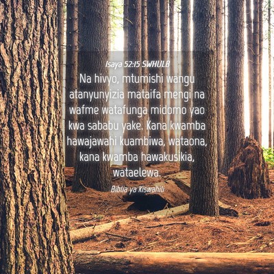 Picture 04 - Isaya 52:15 SWHULB - Na hivyo, mtumishi wangu atanyunyizia mataifa - Bible Verse Picture