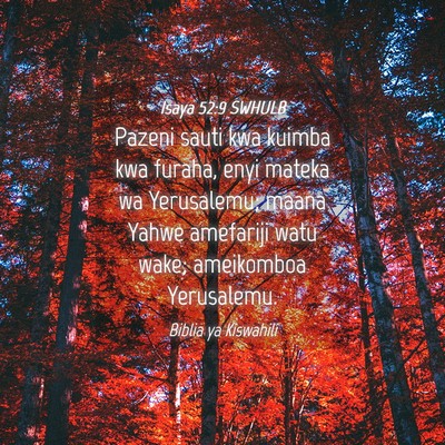 Picture 04 - Isaya 52:9 SWHULB - Pazeni sauti kwa kuimba kwa furaha, enyi mateka - Bible Verse Picture