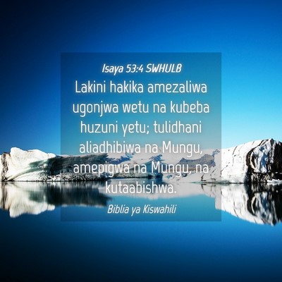 Picture 04 - Isaya 53:4 SWHULB - Lakini hakika amezaliwa ugonjwa wetu na kubeba - Bible Verse Picture