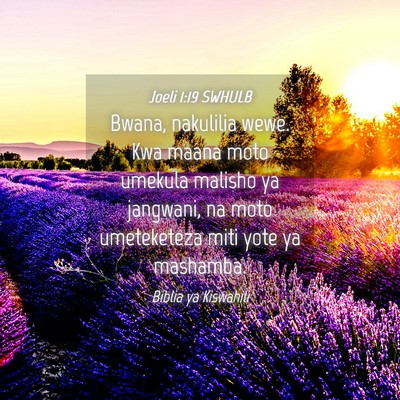 Picture 04 - Joeli 1:19 SWHULB - Bwana, nakulilia wewe. Kwa maana moto umekula - Bible Verse Picture