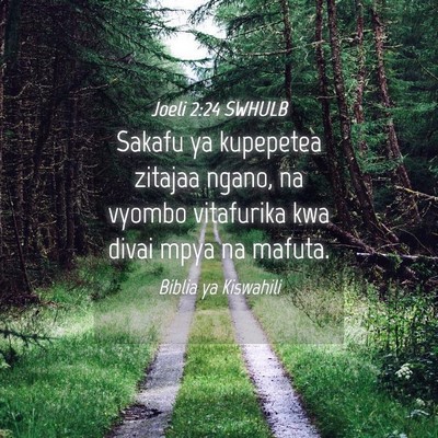 Picture 04 - Joeli 2:24 SWHULB - Sakafu ya kupepetea zitajaa ngano, na vyombo - Bible Verse Picture