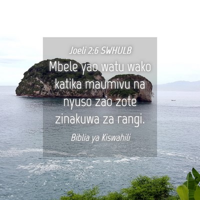 Picture 04 - Joeli 2:6 SWHULB - Mbele yao watu wako katika maumivu na nyuso zao - Bible Verse Picture