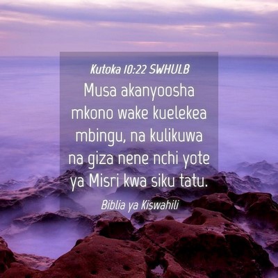 Picture 04 - Kutoka 10:22 SWHULB - Musa akanyoosha mkono wake kuelekea mbingu, na - Bible Verse Picture