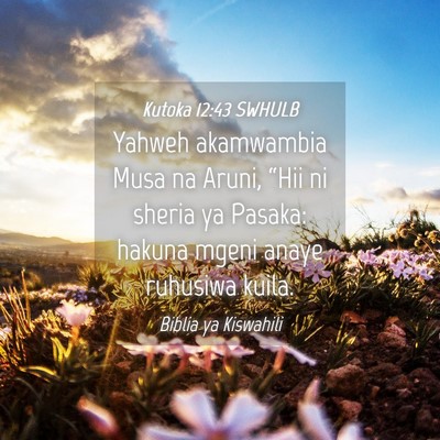 Picture 04 - Kutoka 12:43 SWHULB - Yahweh akamwambia Musa na Aruni, “Hii ni sheria - Bible Verse Picture