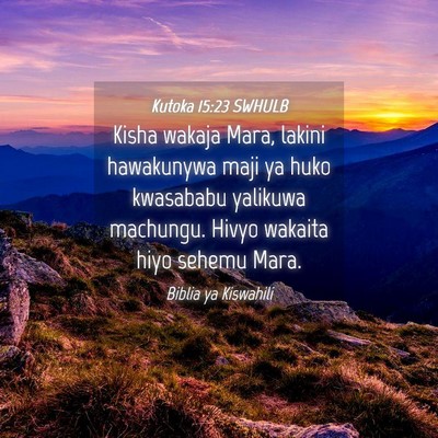 Picture 04 - Kutoka 15:23 SWHULB - Kisha wakaja Mara, lakini hawakunywa maji ya huko - Bible Verse Picture