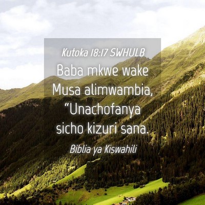 Picture 04 - Kutoka 18:17 SWHULB - Baba mkwe wake Musa alimwambia, “Unachofanya - Bible Verse Picture