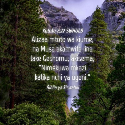 Picture 04 - Kutoka 2:22 SWHULB - Alizaa mtoto wa kiume, na Musa akamwita jina lake - Bible Verse Picture