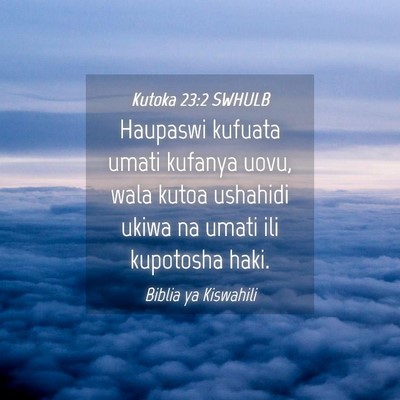 Picture 04 - Kutoka 23:2 SWHULB - Haupaswi kufuata umati kufanya uovu, wala kutoa - Bible Verse Picture