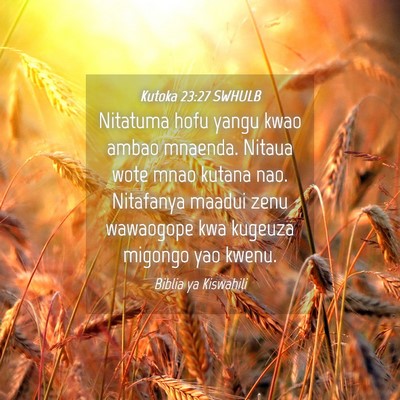 Picture 04 - Kutoka 23:27 SWHULB - Nitatuma hofu yangu kwao ambao mnaenda. Nitaua - Bible Verse Picture