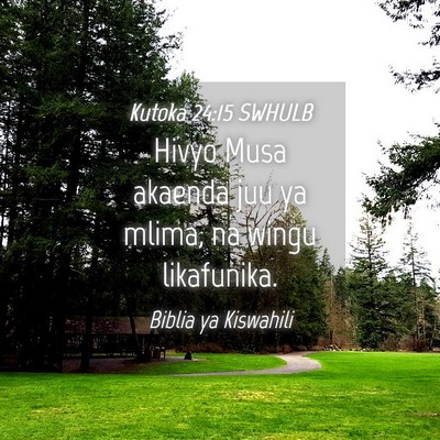 Picture 04 - Kutoka 24:15 SWHULB - Hivyo Musa akaenda juu ya mlima, na wingu - Bible Verse Picture