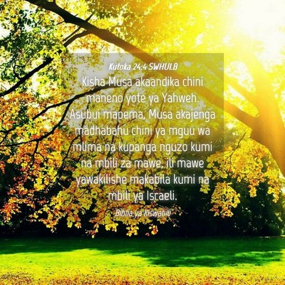 Picture 04 - Kutoka 24:4 SWHULB - Kisha Musa akaandika chini maneno yote ya Yahweh. - Bible Verse Picture
