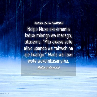 Picture 04 - Kutoka 32:26 SWHULB - Ndipo Musa akasimama katika mlango wa marago, - Bible Verse Picture