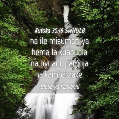 Picture 04 - Kutoka 35:18 SWHULB - na ile misumari ya hema la kuabudia na nyuani, - Bible Verse Picture