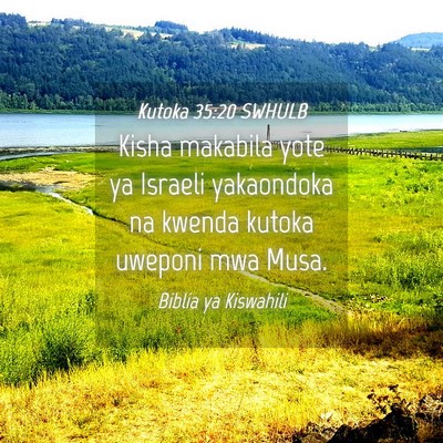 Picture 04 - Kutoka 35:20 SWHULB - Kisha makabila yote ya Israeli yakaondoka na - Bible Verse Picture