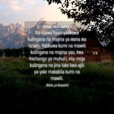 Picture 04 - Kutoka 39:14 SWHULB - Na mawe hayo yalikuwa kulingana na majina ya wana - Bible Verse Picture