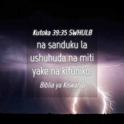 Picture 04 - Kutoka 39:35 SWHULB - na sanduku la ushuhuda na miti yake na - Bible Verse Picture