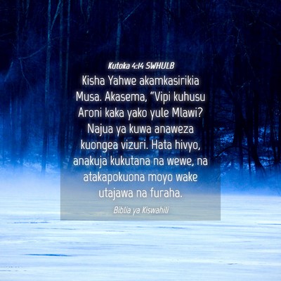 Picture 04 - Kutoka 4:14 SWHULB - Kisha Yahwe akamkasirikia Musa. Akasema, “Vipi - Bible Verse Picture