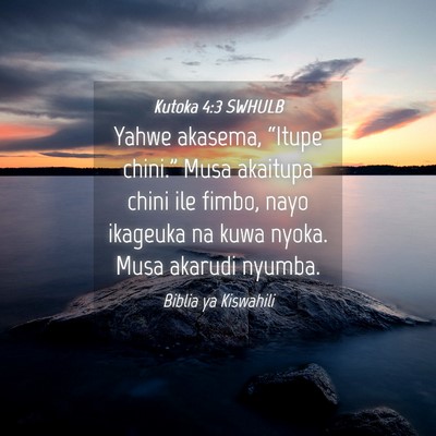 Picture 04 - Kutoka 4:3 SWHULB - Yahwe akasema, “Itupe chini.” Musa akaitupa - Bible Verse Picture