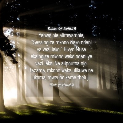 Picture 04 - Kutoka 4:6 SWHULB - Yahwe pia alimwambia, “Sasaingiza mkono wako - Bible Verse Picture