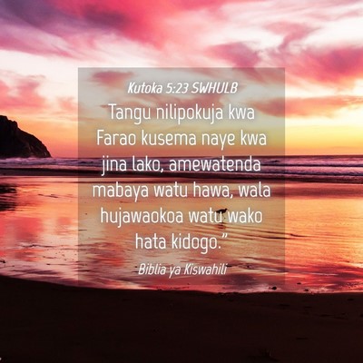 Picture 04 - Kutoka 5:23 SWHULB - Tangu nilipokuja kwa Farao kusema naye kwa jina - Bible Verse Picture